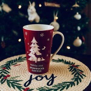 Starbucks Holiday 2008 Red Christmas Mug 16oz | Collectible Ceramic Cup